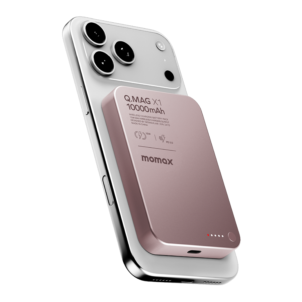 Momax IP117AP Q.MAG X1 Magnetic Wireless Battery Pack 10000mAh – Pink