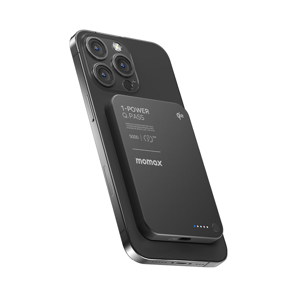 Momax IP129Q2D 1-Power Q.Pass 5000mAh Qi2 Magnetic Wireless Battery Pack (CCC-Certified) - Black