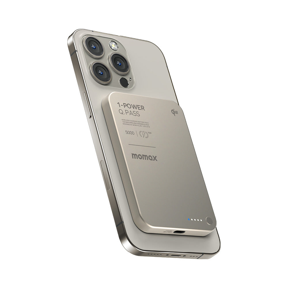 Momax IP129Q2L 1-Power Q.Pass 5000mAh Qi2 Magnetic Wireless Battery Pack (CCC-Certified) - Titanium