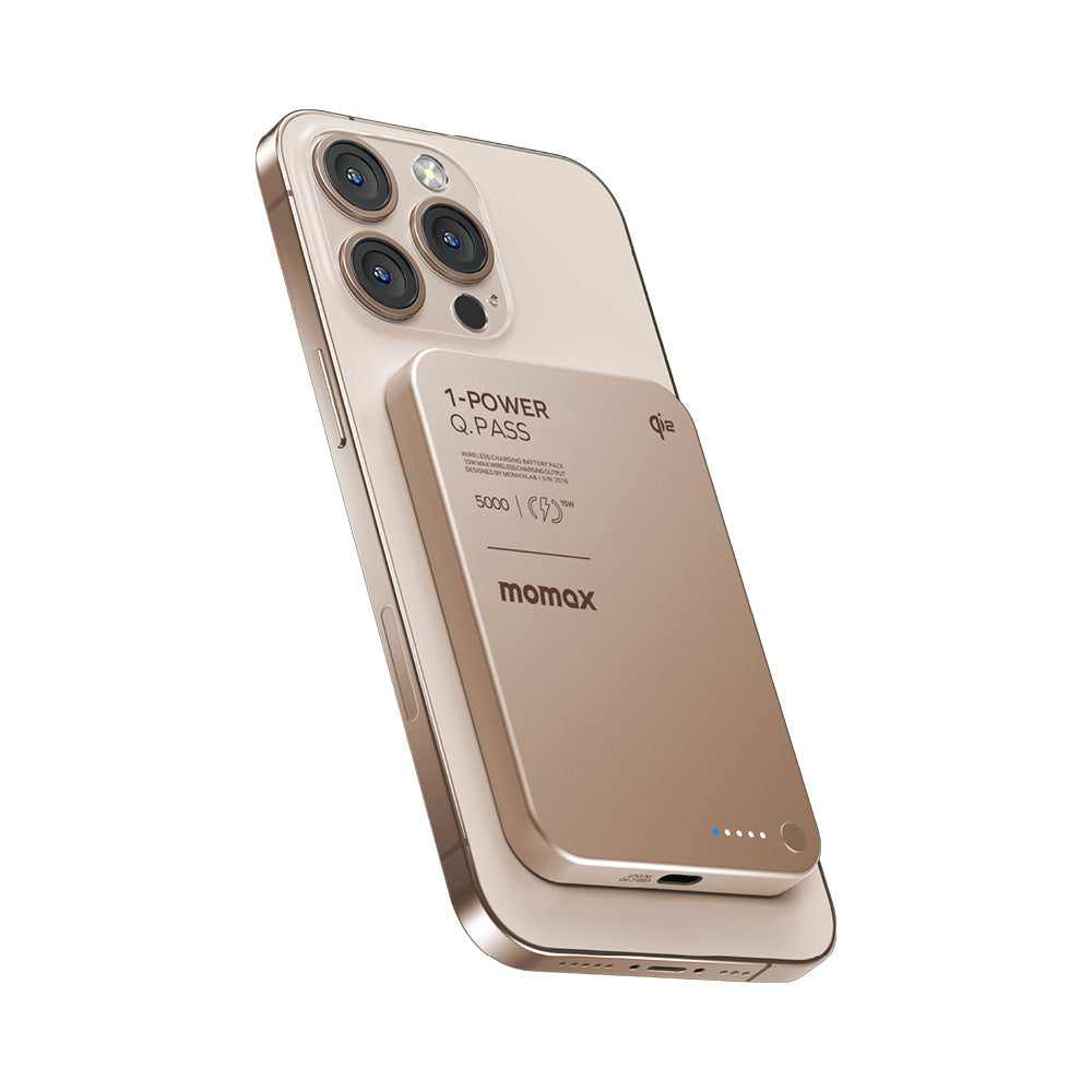 Momax IP129Q2L2 1-Power Q.Pass 5000mAh Qi2 Magnetic Wireless Battery Pack (CCC-Certified) - Desert Titanium