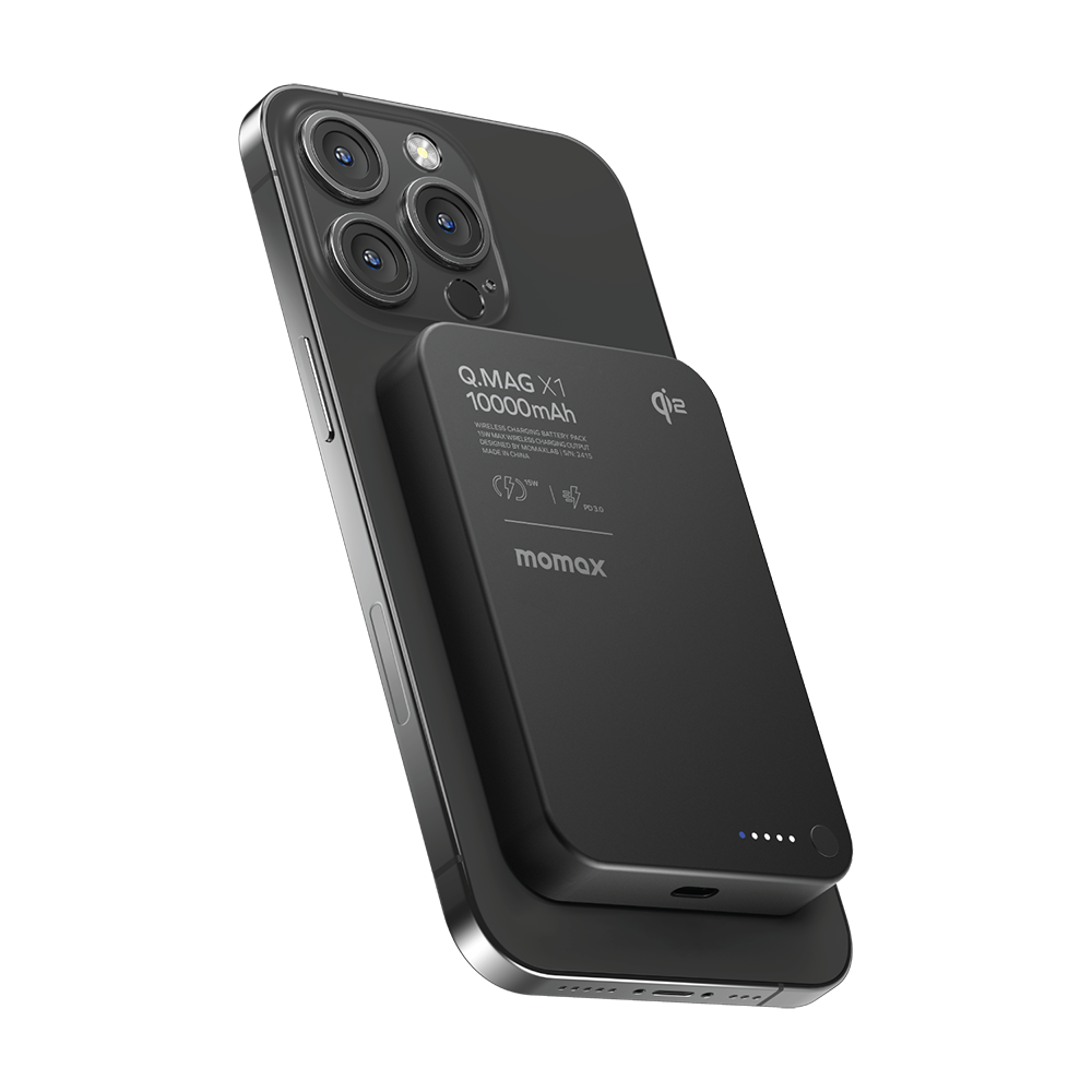 Momax IP136Q2D 1-Power Q.Pass Qi2 Magnetic Wireless Battery Pack 10,000mAh - Black