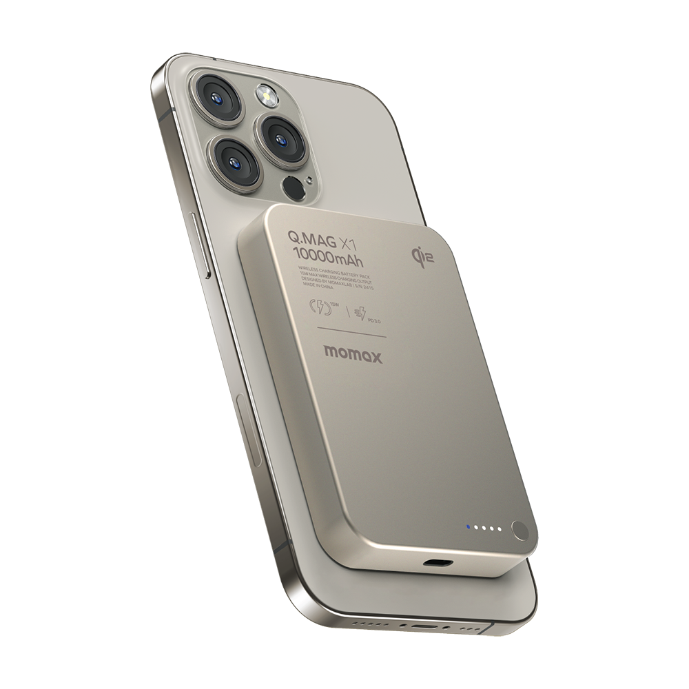 Momax IP136Q2L 1-Power Q.Pass Qi2 Magnetic Wireless Battery Pack 10,000mAh - Titanium
