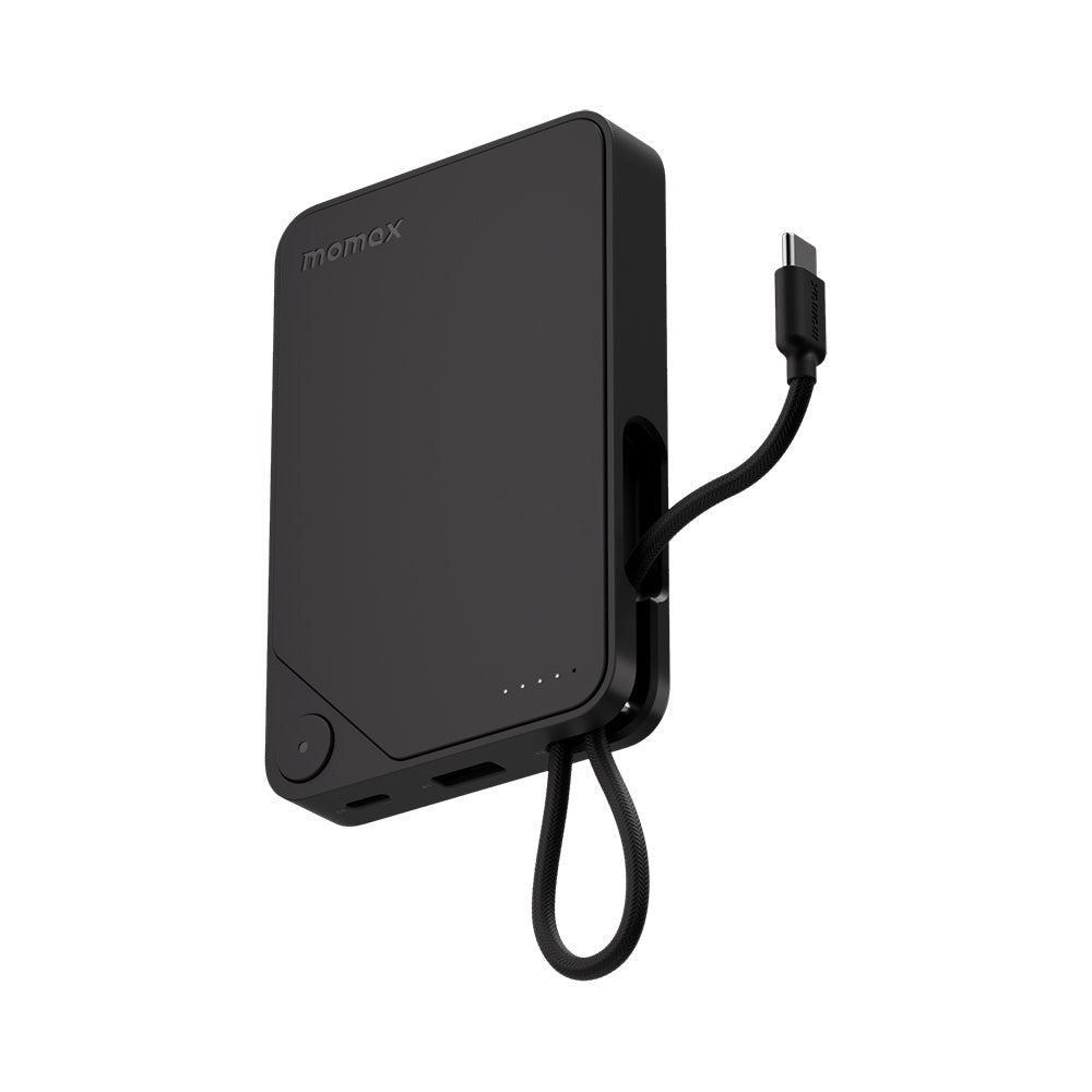 Momax IP152D 1-Power X 10000mAh Battery Pack w/Built-In USB-C Cable - Black