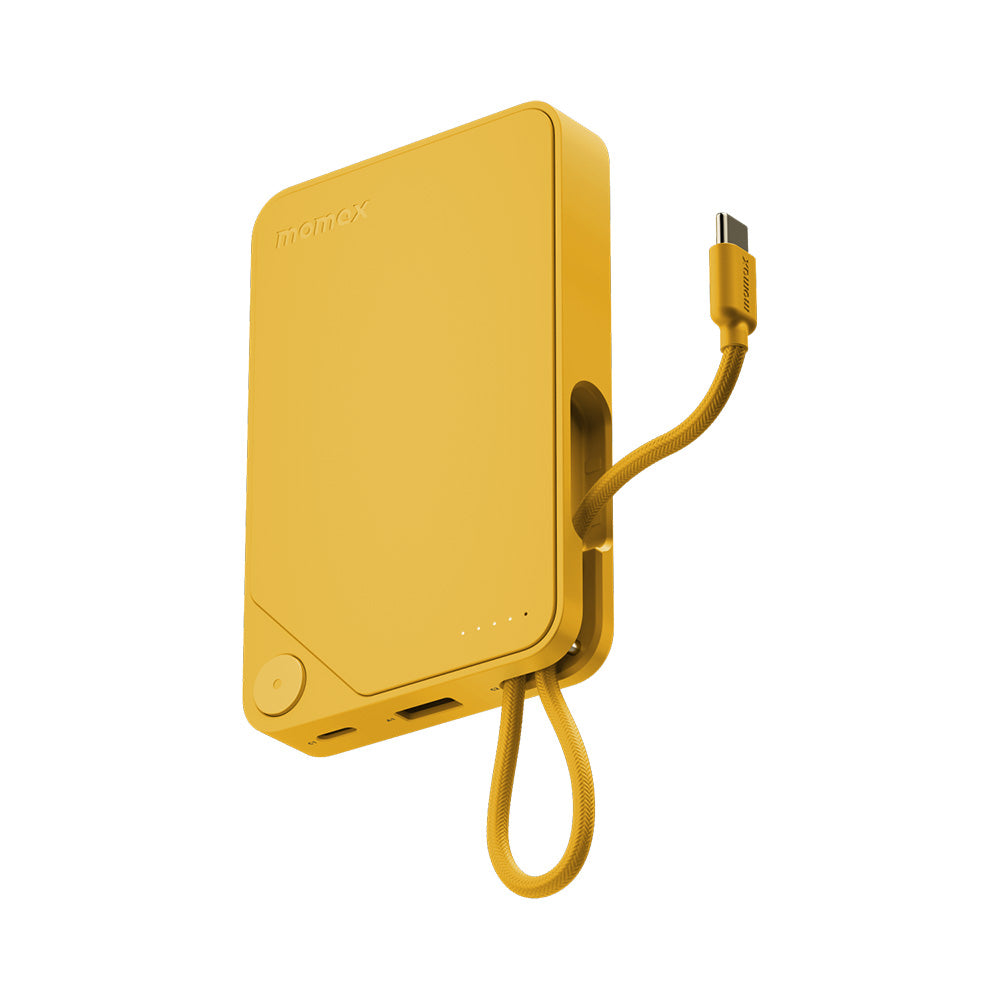 Momax IP152Y 1-Power X 10000mAh Battery Pack w/Built-In USB-C Cable - Yellow