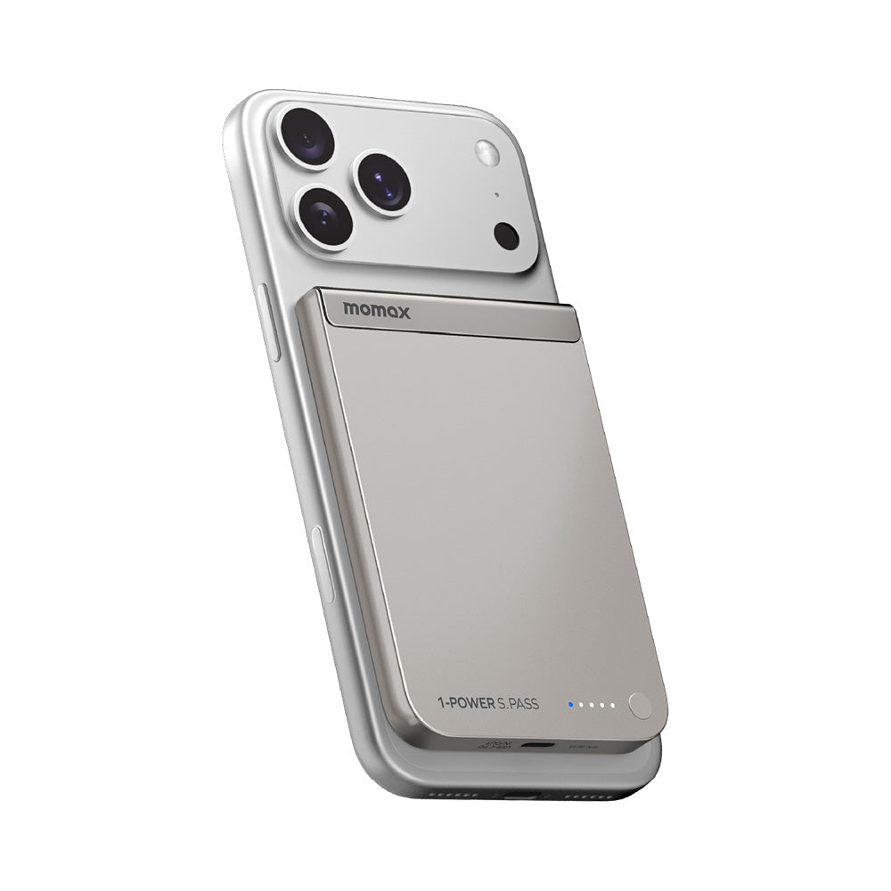 MOMAX IP161Q2L 1-Power S.Pass Qi2 5,000mAh Magnetic Wireless Battery Pack - Titanium