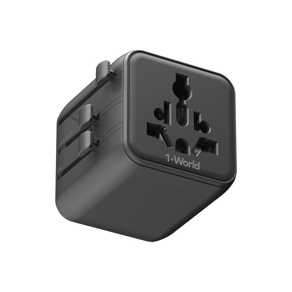 MOMAX UA19D 1-World Universal Travel Adapter with Dual AC - Black