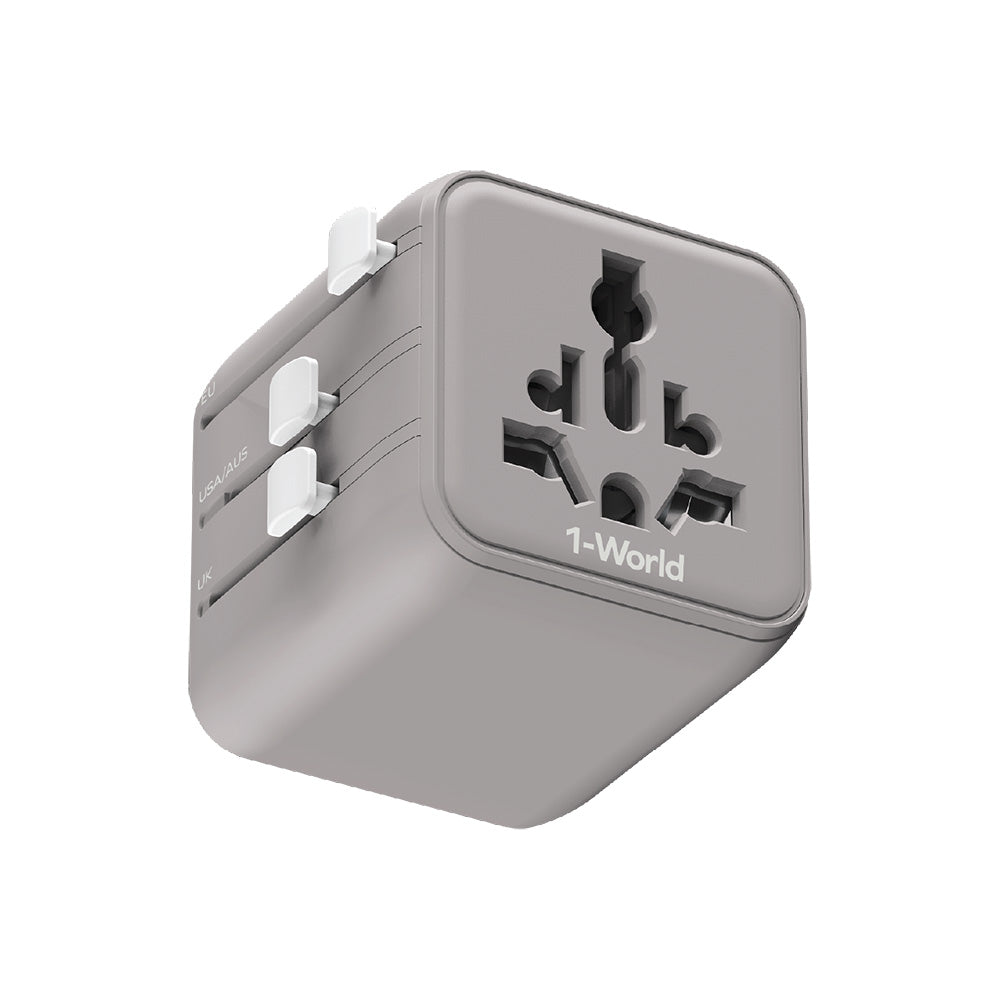 MOMAX UA19E 1-World Universal Travel Adapter with Dual AC - Gray