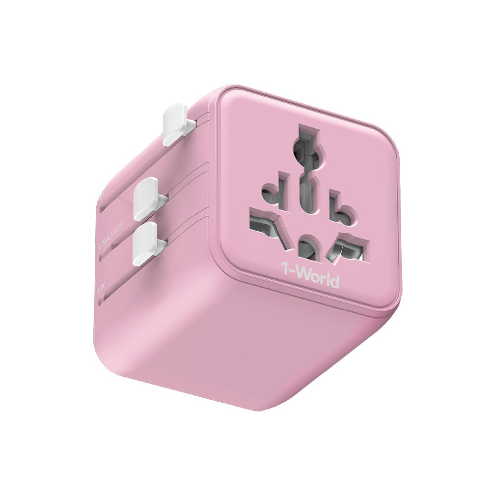 MOMAX UA19P 1-World Universal Travel Adapter with Dual AC - Pink