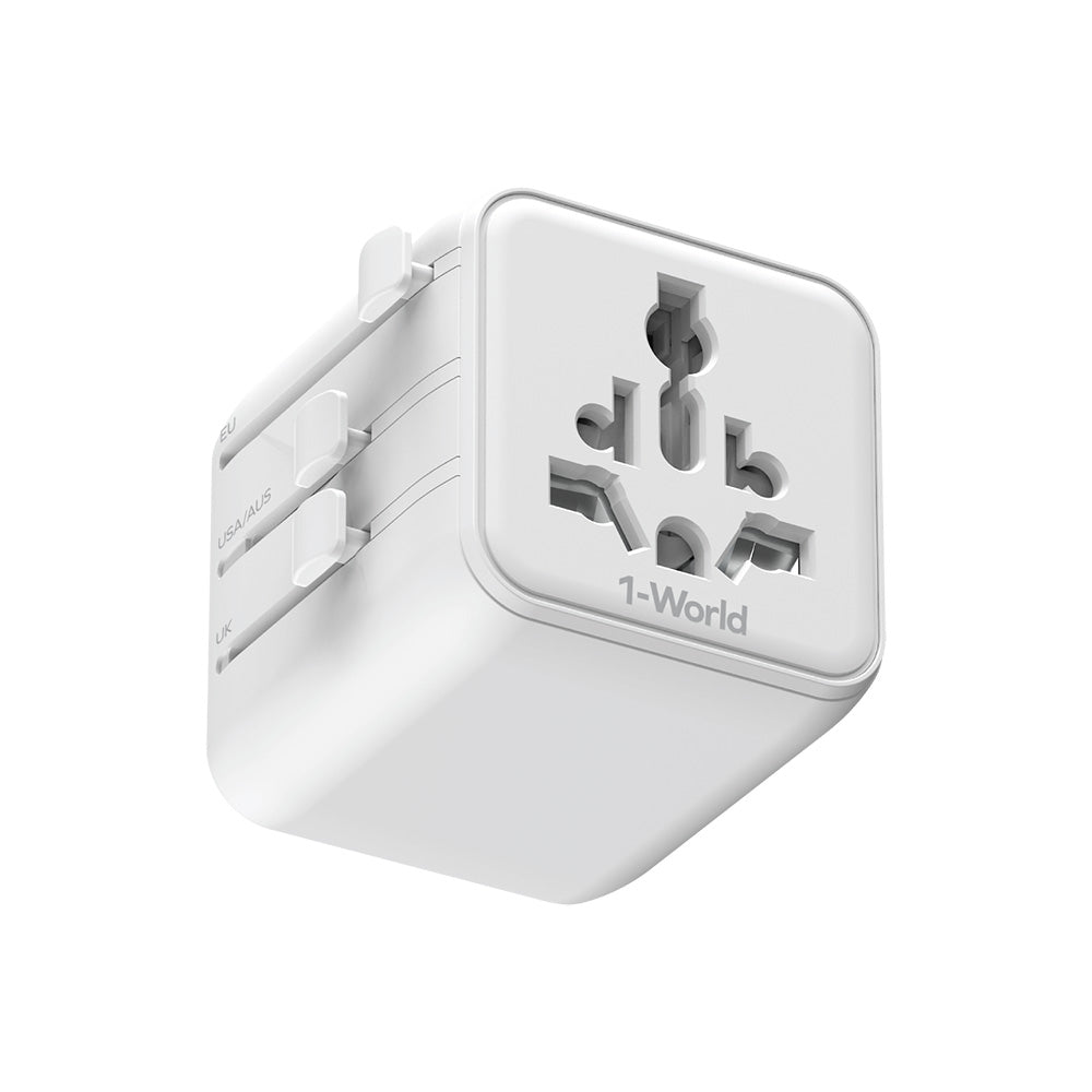 MOMAX UA19W 1-World Universal Travel Adapter with Dual AC - White