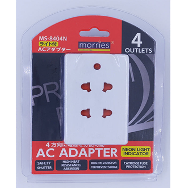 Morries MS-8404N 4Way 2Pin Adaptor with Varistor