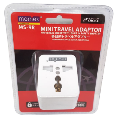 Morries MS-9R Mini Travel Adaptor 2 Round Pin Plug (White)