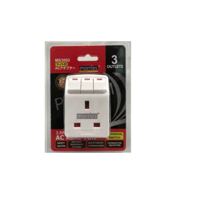 Morries MS3002 3way Adaptor W/Switch Surge