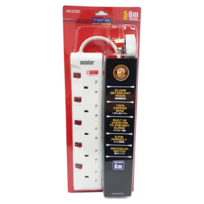 Morries MS3255/6M 5Way Extension 6M W/Surge Protector