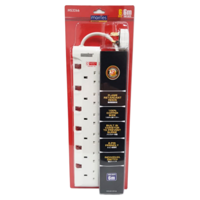 Morries MS3266/6M 6Way Extension 6M W/Surge Protector