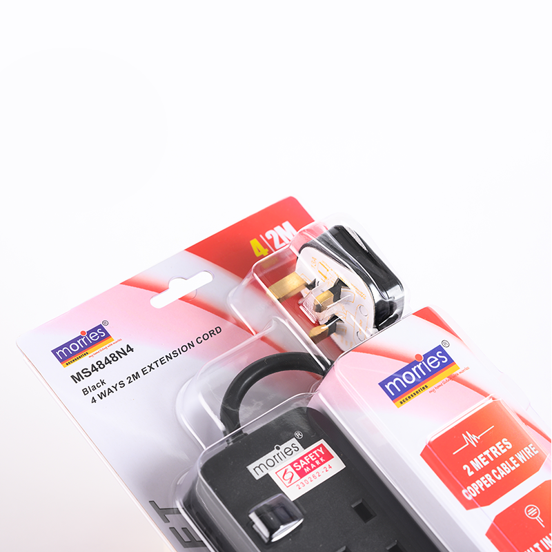 Morries MS4848N4 4Way 2M Extension with Surge (Black)