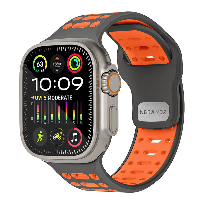 N.Brandz N-SB249-GO/Sport Apple Watch 1-10/SE Band 2 49/46/45/44/42mm (Grey Orange)