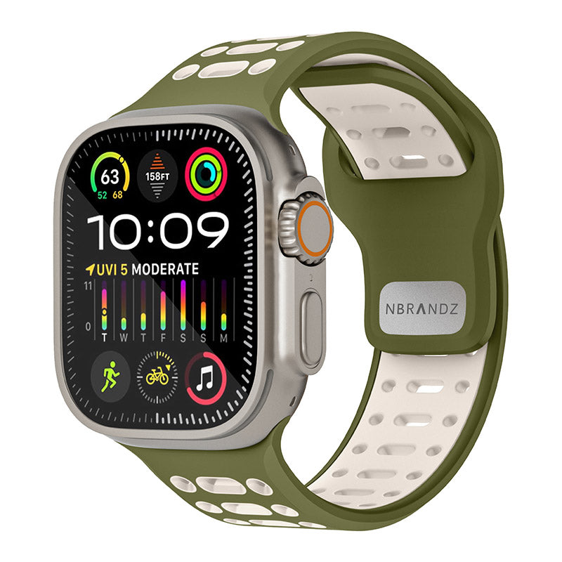 N.Brandz N-SB249-OS/Sport Apple Watch 1-10/SE Band 2 49/46/45/44/42mm (Olive Starlight)