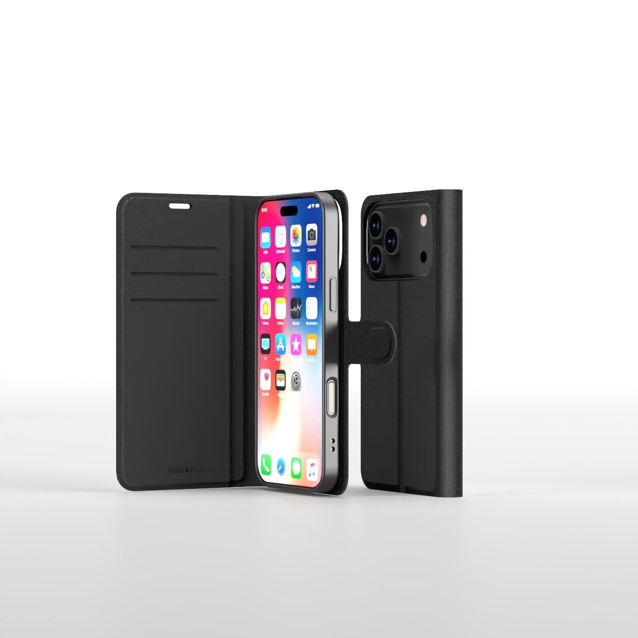Nbrandz/N-Folio-iPhone 17 Pro Max Black Folio Leather Wallet Case