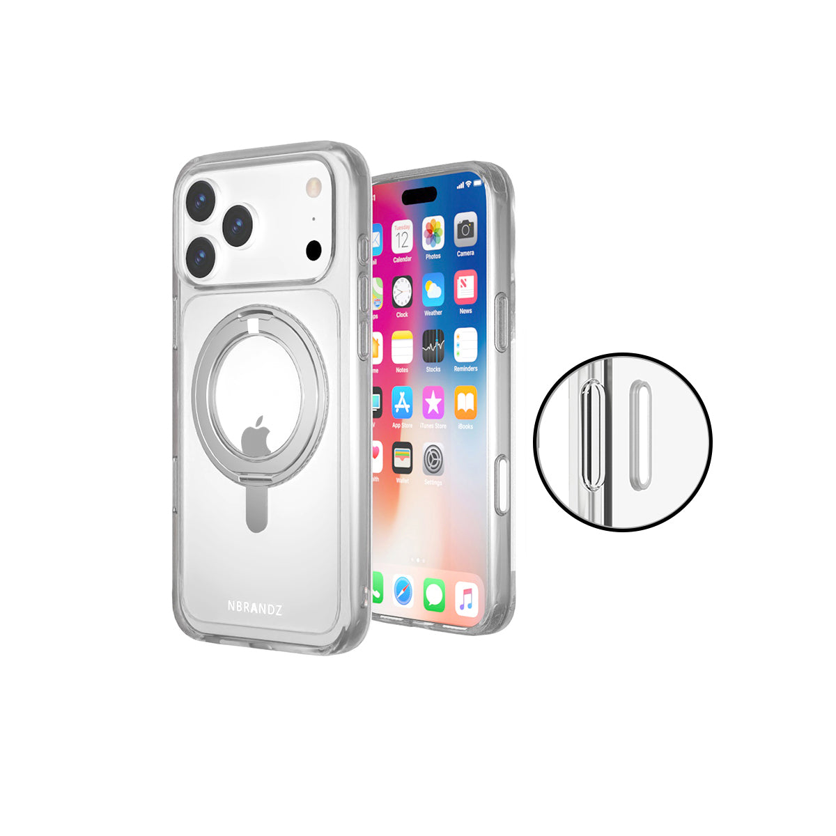 Nbrandz/N Mag360-iPhone 17 Pro Max Clear Mag360 Touch 360 Rotation Protective Case