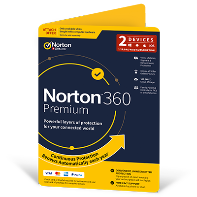 Norton 360 Premium 100GB 1 User 2 Device 12 Month 21392006