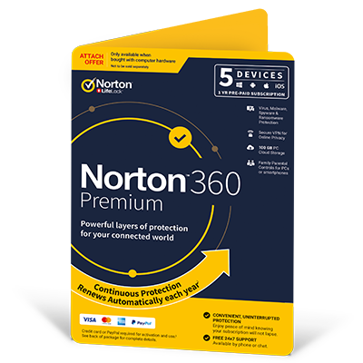 Norton 360 Premium 100GB 1 User 5 Device 12 Month 21392014