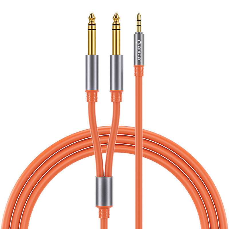 ORICO AX2N-10-OR-BP 3.5mm to Dual 6.5mm Audio Cable 1M (Orange)