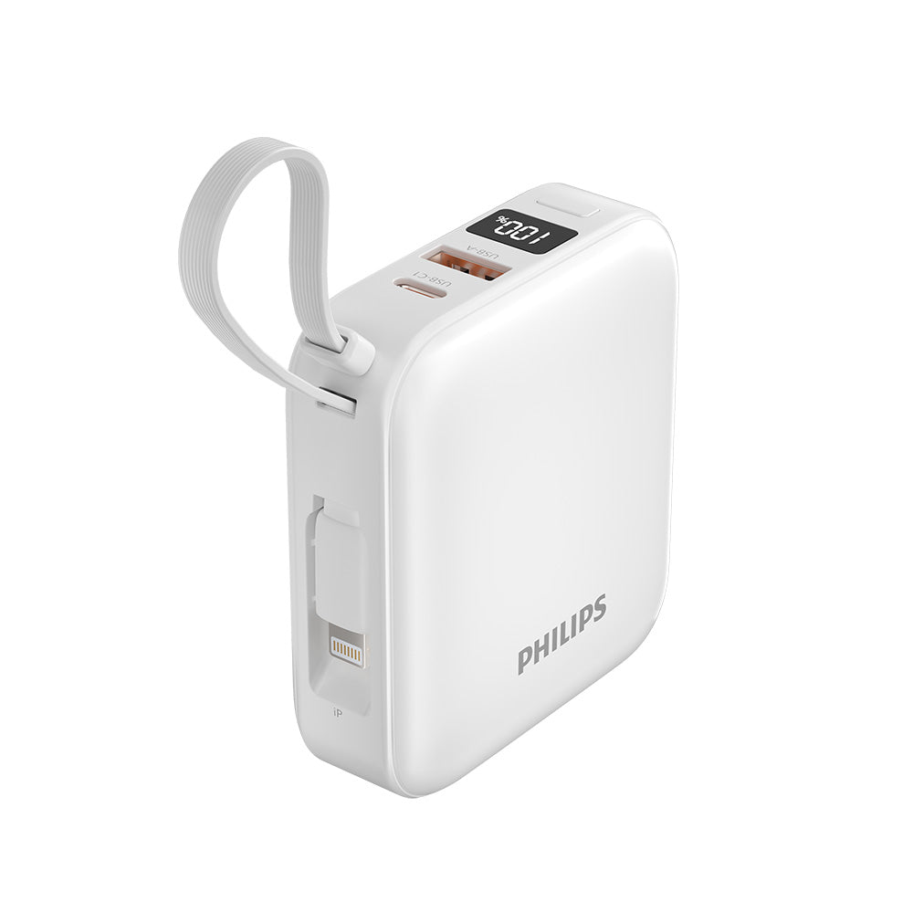 Philips DLP2217W/97 10000mAh CCC 22.5W USB-C+Lightning Cable (White)