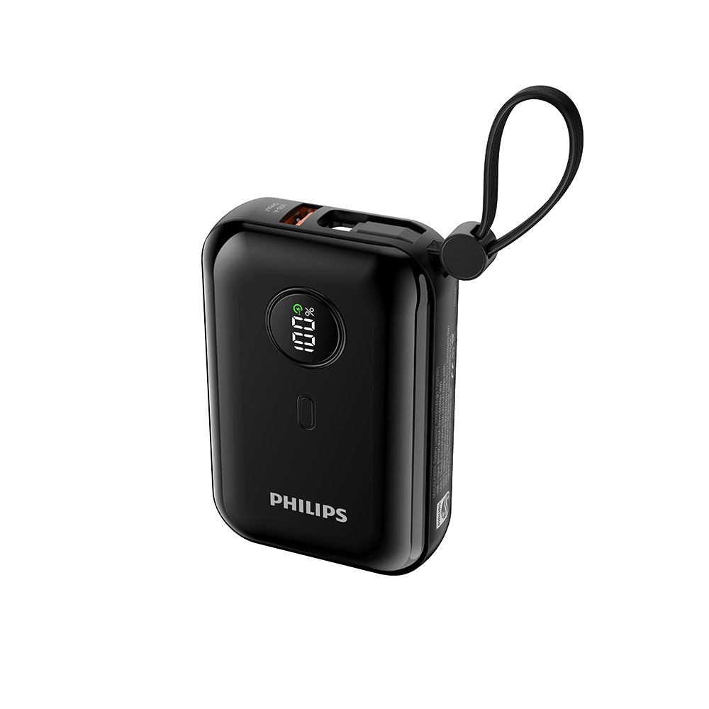 Philips DLP2228CB/00 10000mAh PD22.5W with 2 USB-C Cable Mini Power Bank (Black)