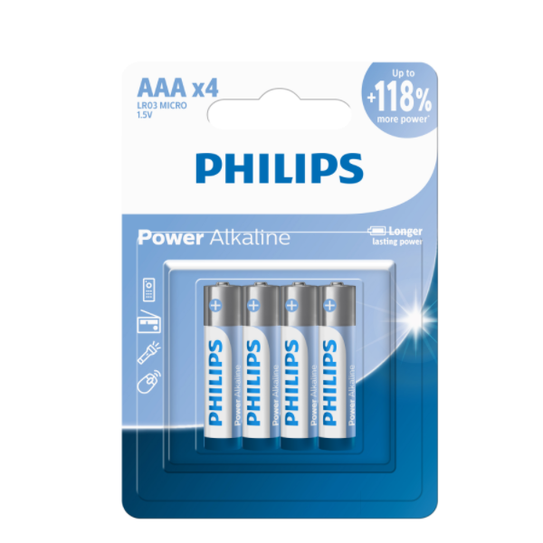 Philips LR03P4B/40 4AAA Alkaline Battery