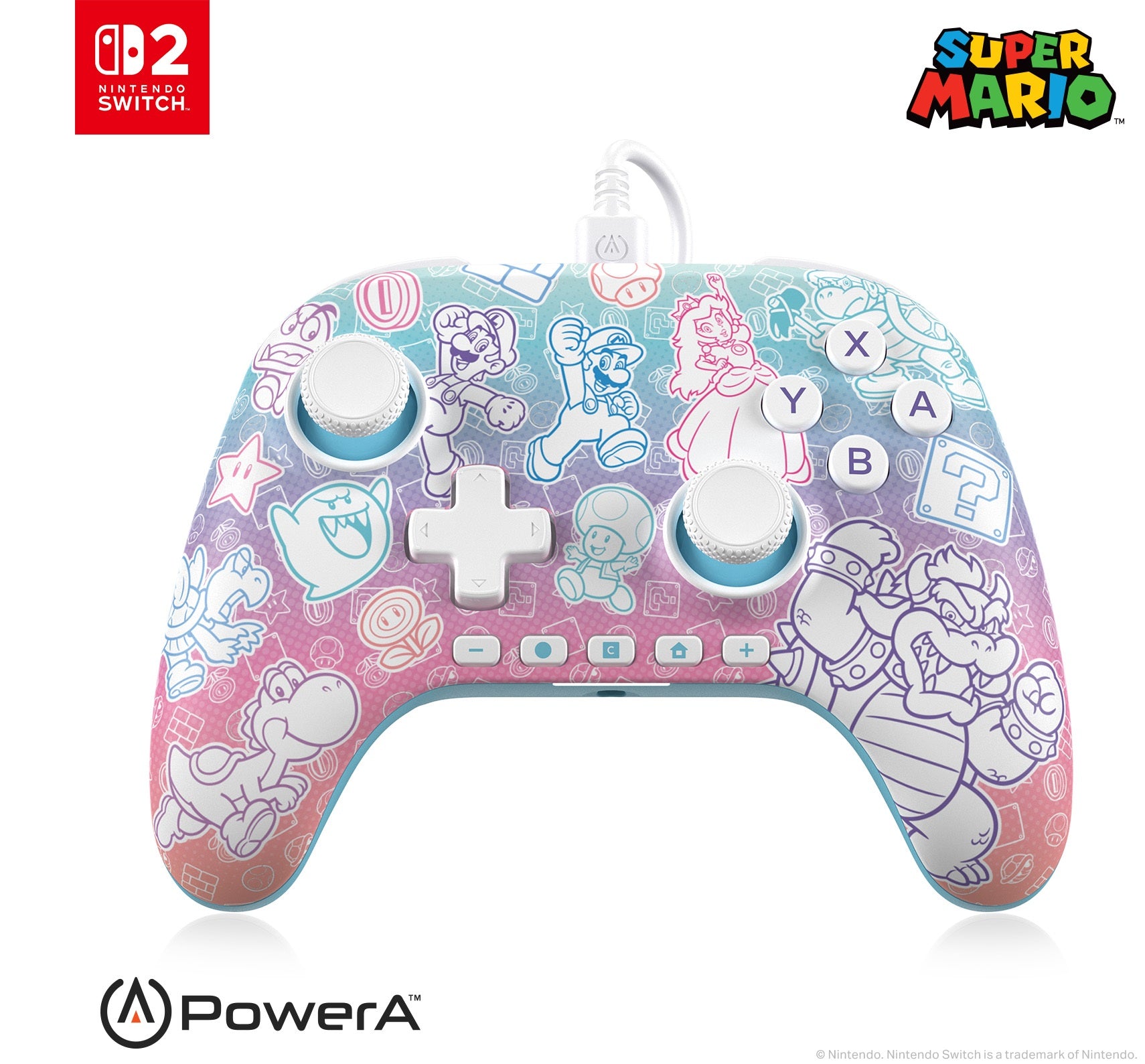 PowerA NSW2 Advantage Wired Controller Mushroom Kingdom