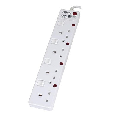 PowerPac 4 Way Safety Extension Socket with Neon 6 Meter