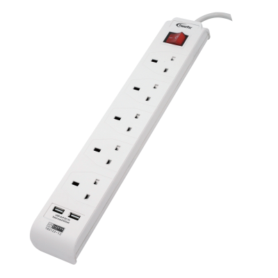 PowerPac PP235U 5 Way Extension Socket with USB