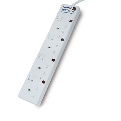 PowerPac PP3884N 4Way Extension 3Meter 2 Pin Direct,Neon & Surge