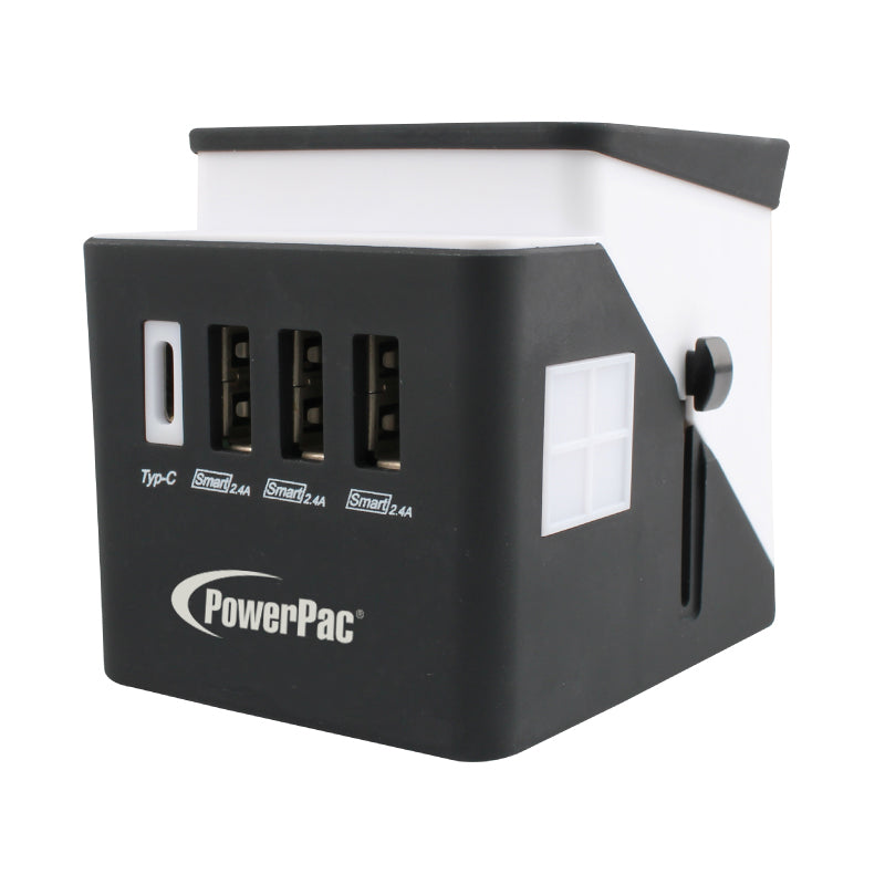 PowerPac PP7980 Multi Travel Adapter Type C with 3X USB Charger