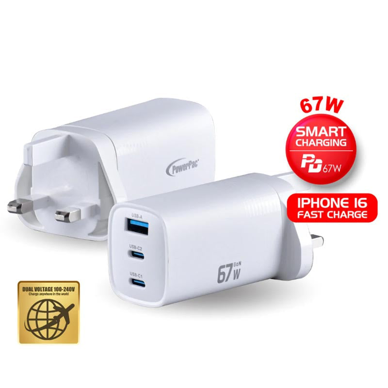 PowerPac PP7992 67W 2C1A Wall Charger