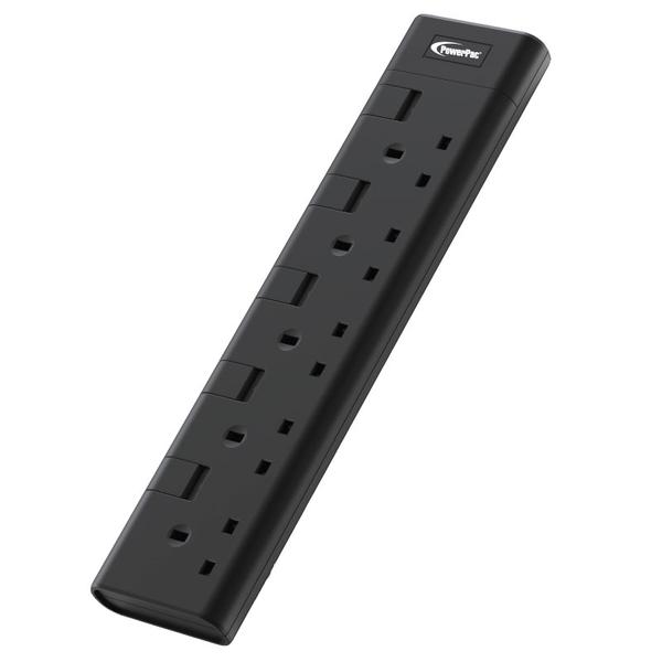 PowerPac PP8555BK 13A 5 Gang Portable Switch Socket Outlet (Black)