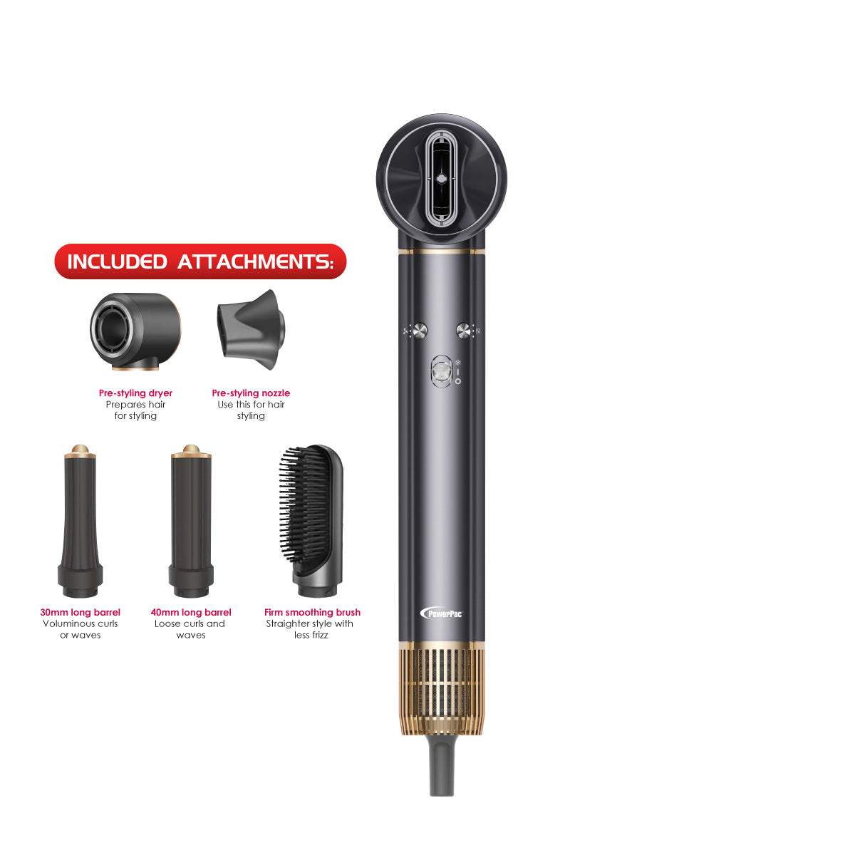 PowerPac PPH2082 5-in-1 High Speed Hair Dryer