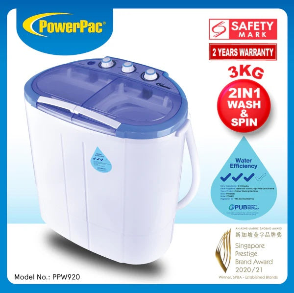 PowerPac PPW920 Washing Machine 3.0KG