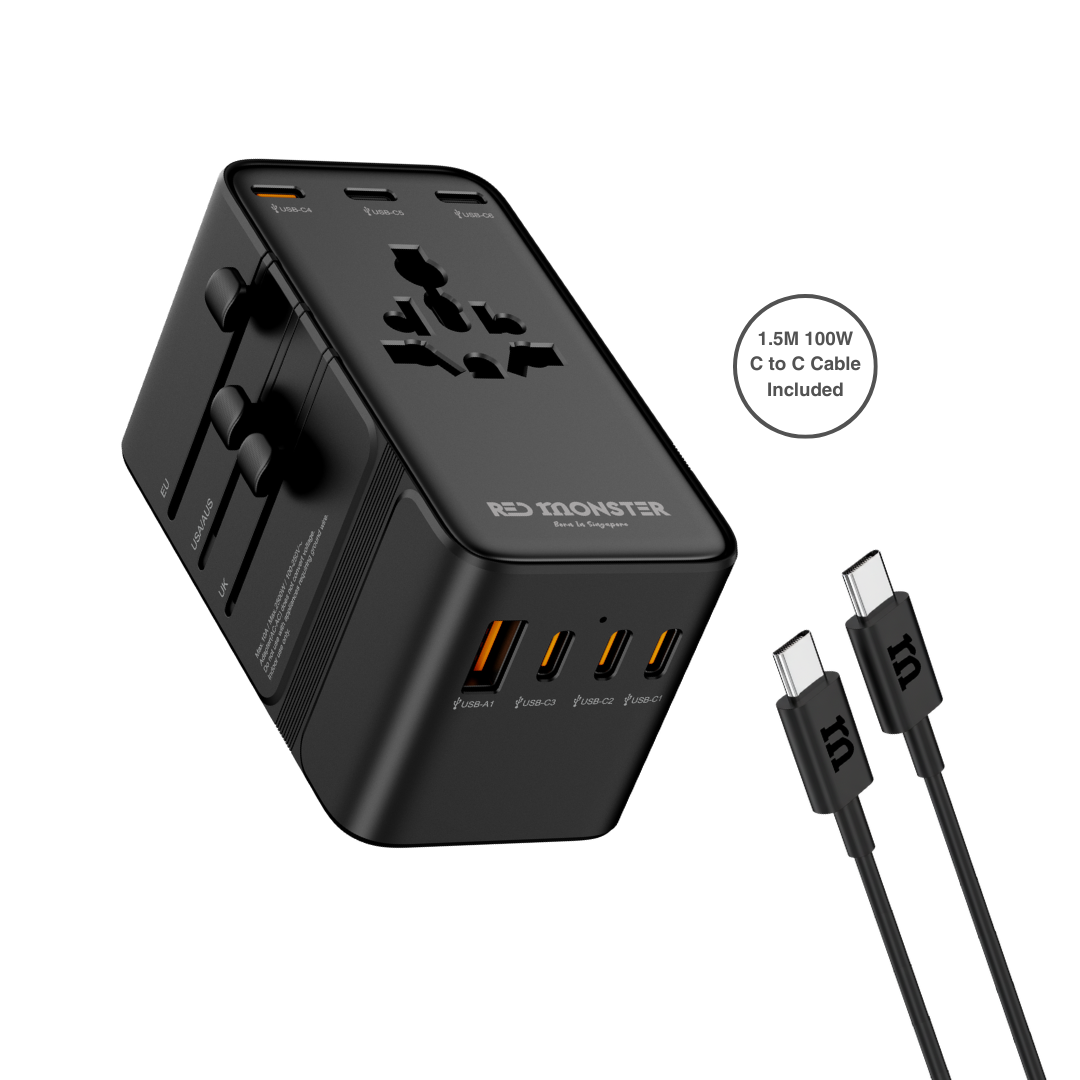 RedMonster World Plug GaN PD 205W Travel Adapter with 1.5M C Cable