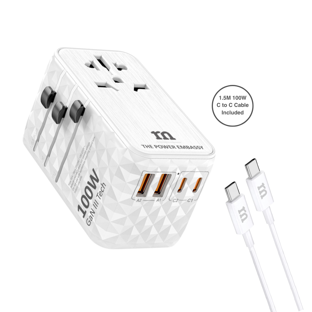 RedMonster World Plug Ultra GaN PD 100W Travel Adapter with 1.5M C Cable
