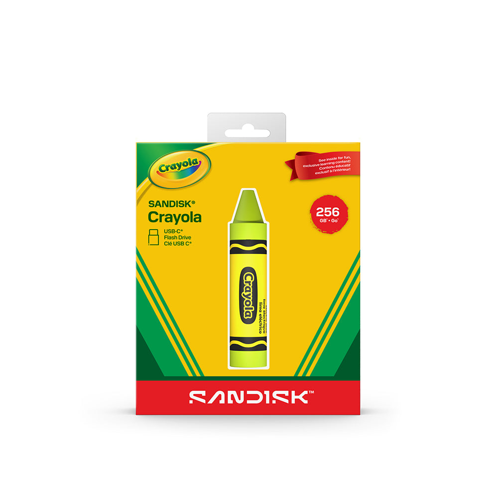 SanDisk Crayola 256GB USB-C Flash Drive (Electric Lime)