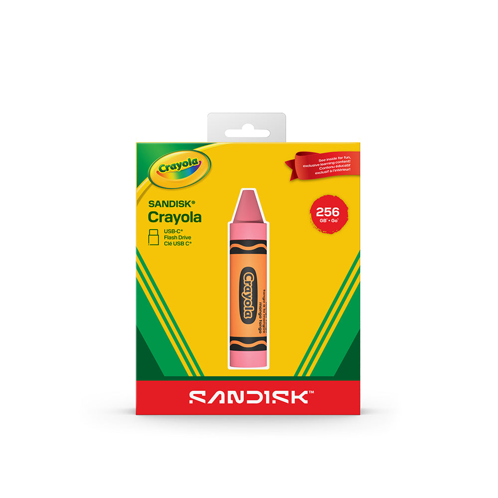 SanDisk Crayola 256GB USB-C Flash Drive (Mango Tango)