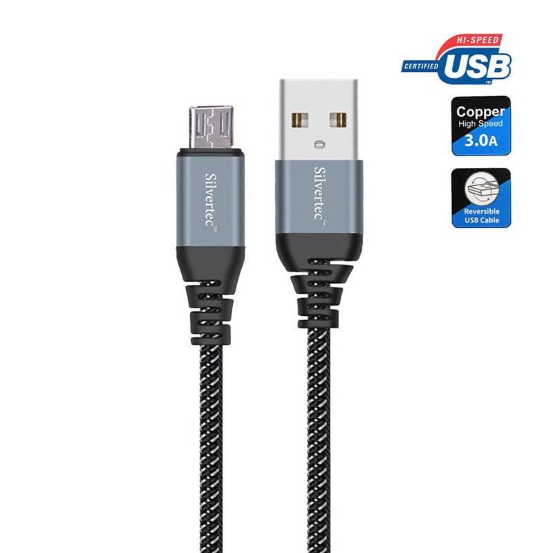 Silvertec Reversible High Speed USB2.0 Cable 1.2M -Support all Micro USB devices