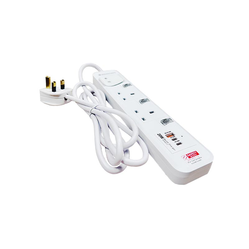 SoundTeoh PS-132U 3Way Extension Socket with (1 x QC3.0 18W USB-A port + 2 x PD20W USB-C ports)