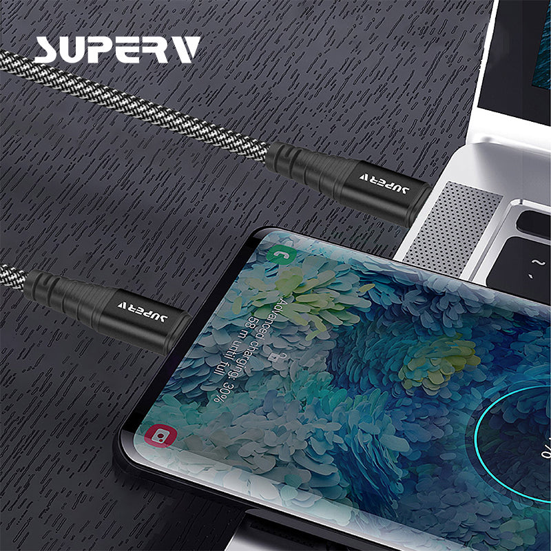 SuperV CCD200-WH 200cm USB2.0 TypeC to Type C PD 60W Cable