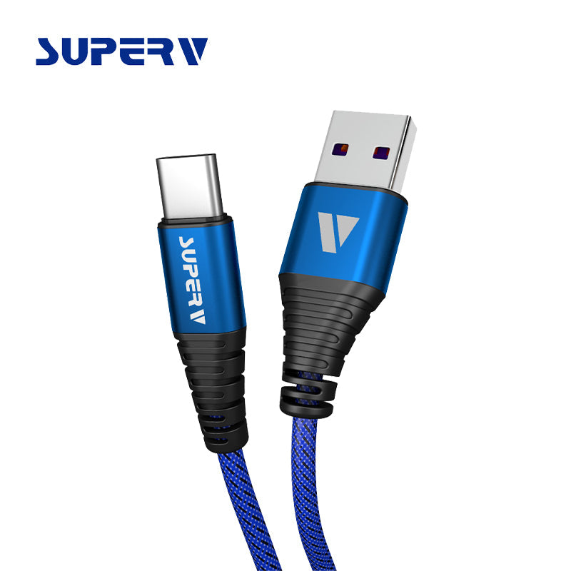 SuperV CD20-BL QC USB2.0 Type-C Cable 20cm (Blue)