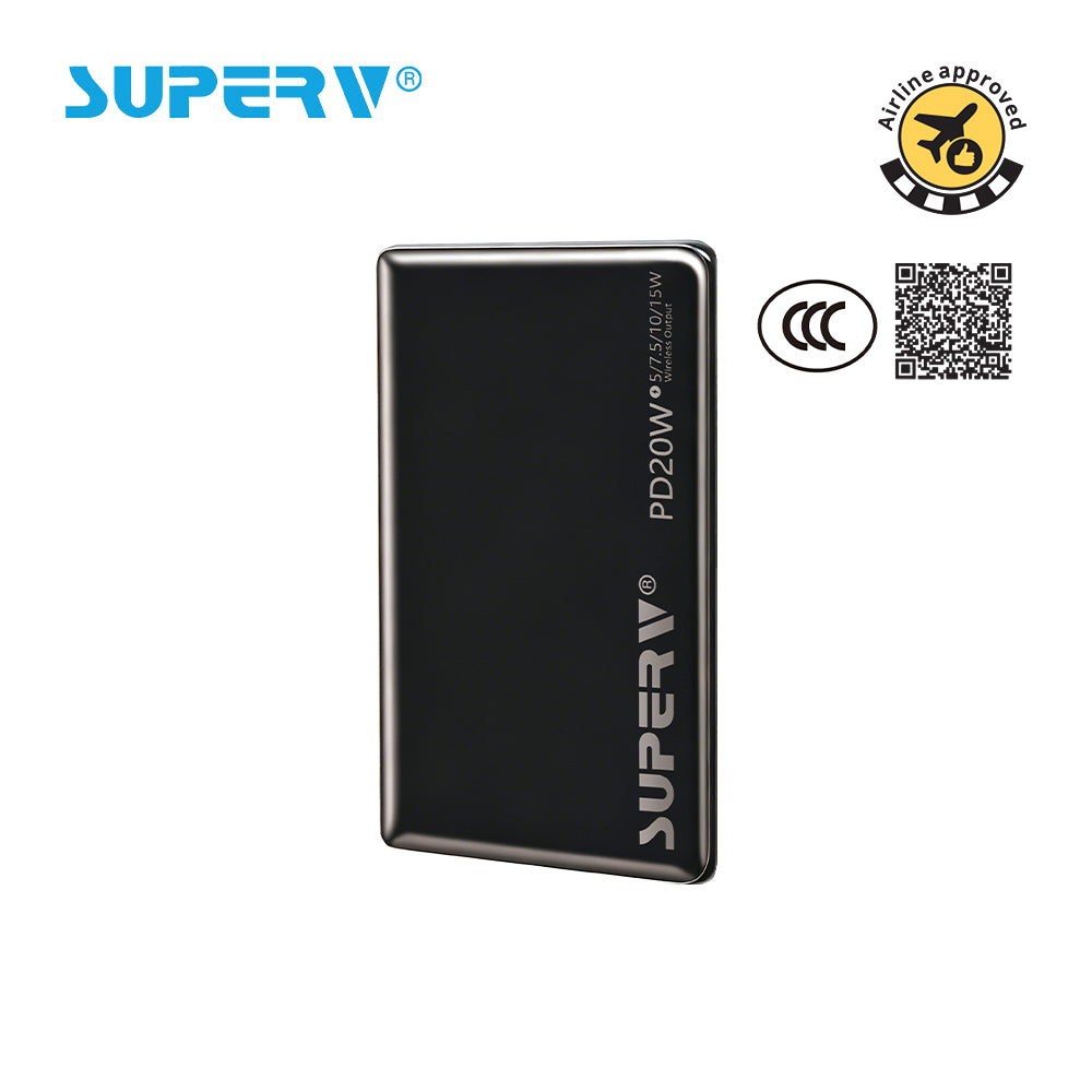 SuperV 5000mAh CCC Certified Magnetic Wireless Power Bank - PB05 (Black)