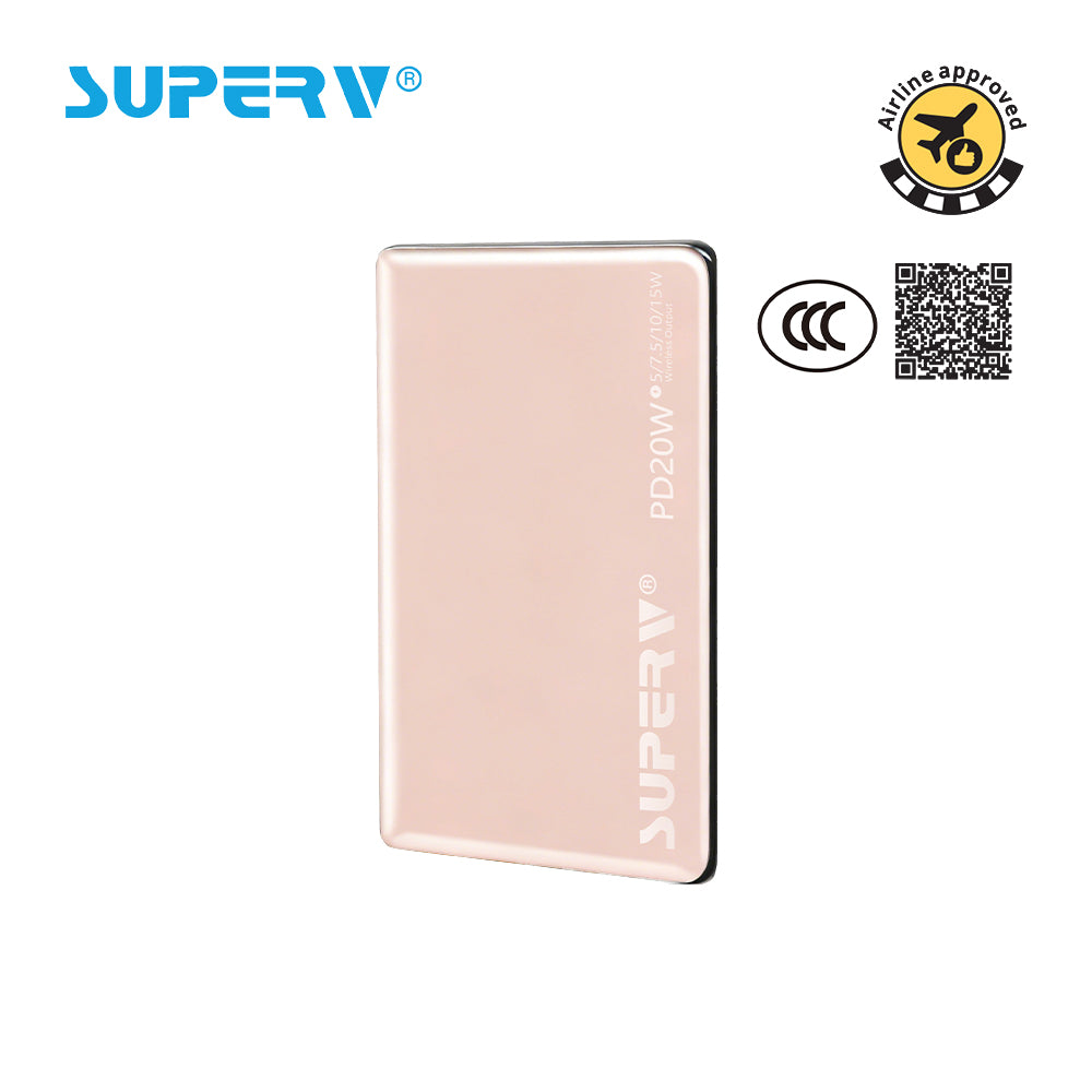 SuperV 5000mAh CCC Certified Magnetic Wireless Power Bank - PB05 (Pink)