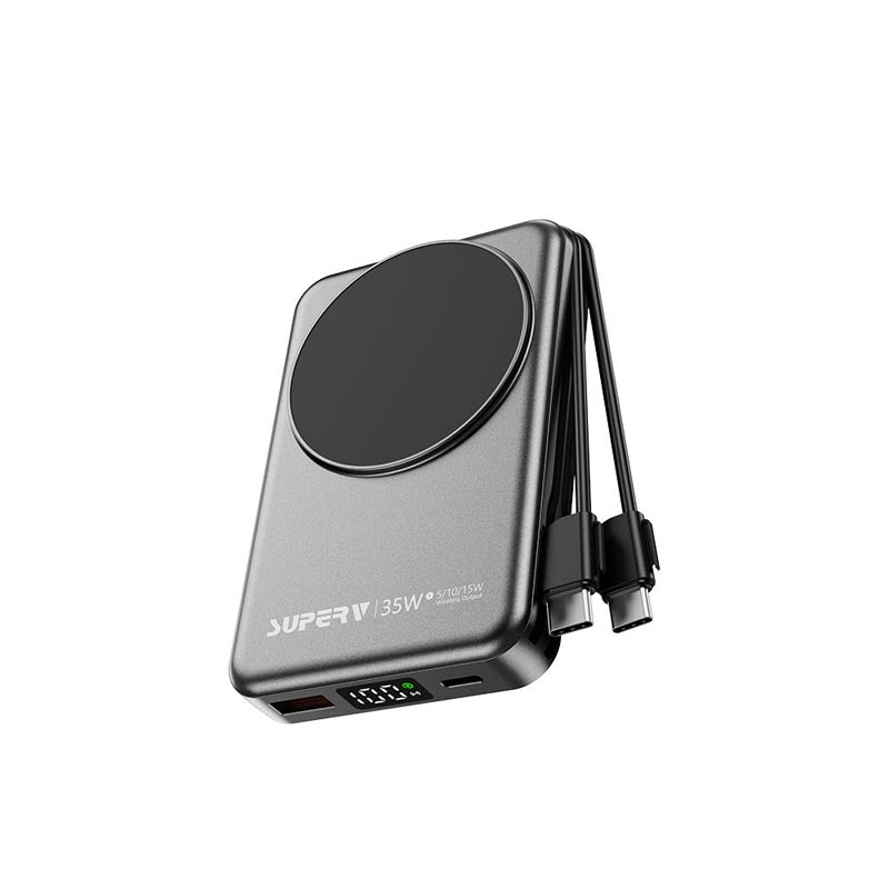 SuperV Power11-C 35W 10000mAh with Built-in C cable Power Bank (Black)
