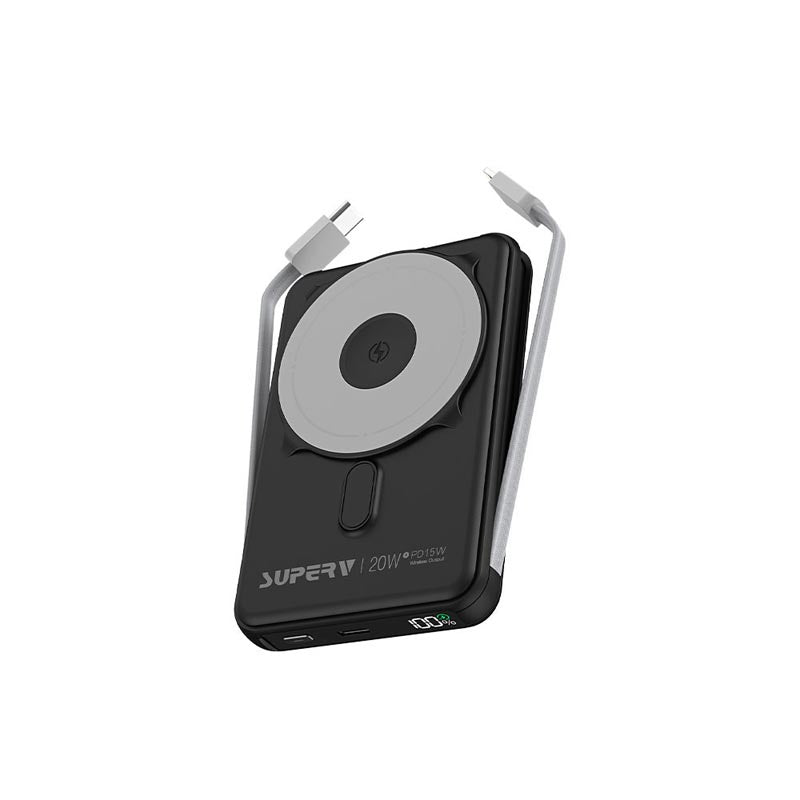 SuperV Power13 20W 10000mAh with Build-in C Cable Power Bank (Black)